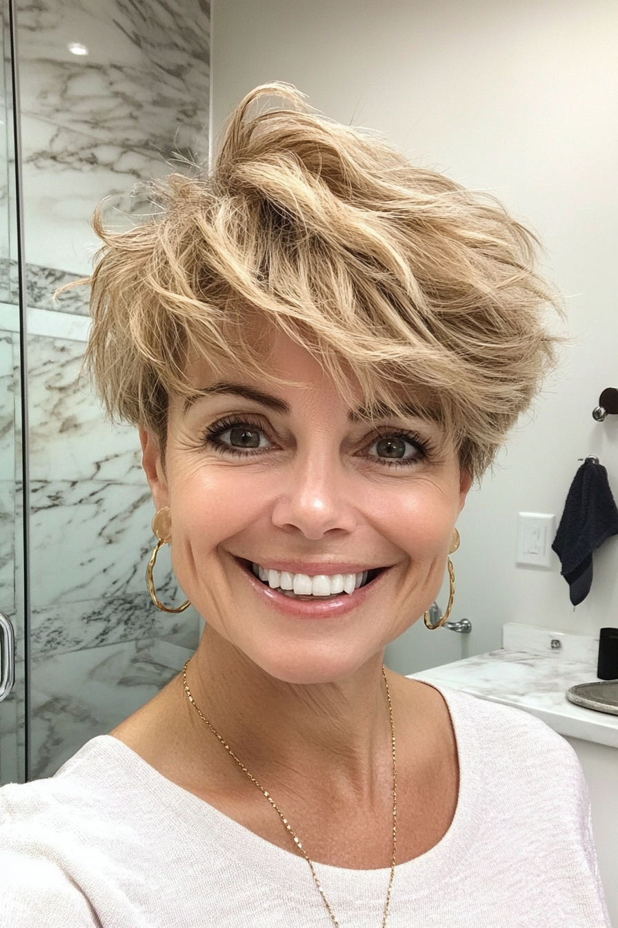 2. Warm Honey Textured Pixie (Hairstyles For Women Over 50) - Hairstyles For Women Over 50