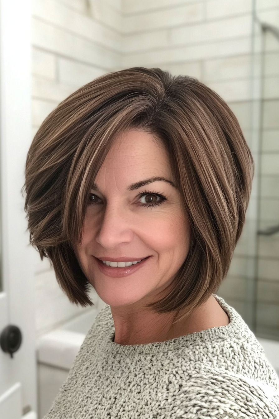 25. Short Espresso Bob with Layers (Hairstyles For Women Over 50) - Hairstyles For Women Over 50