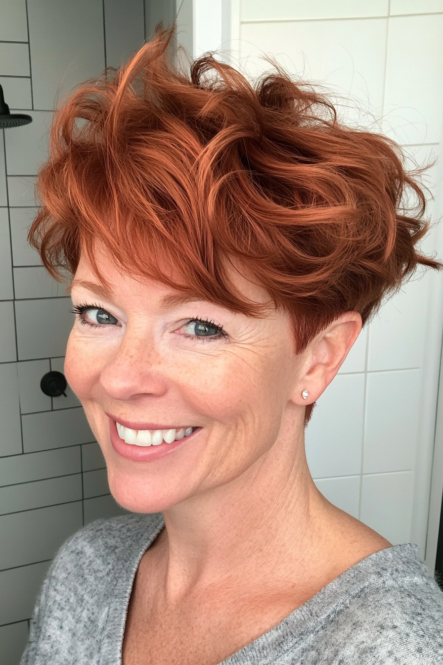 26. Soft Auburn Pixie with Tousled Texture (Hairstyles For Women Over 50) - Hairstyles For Women Over 50