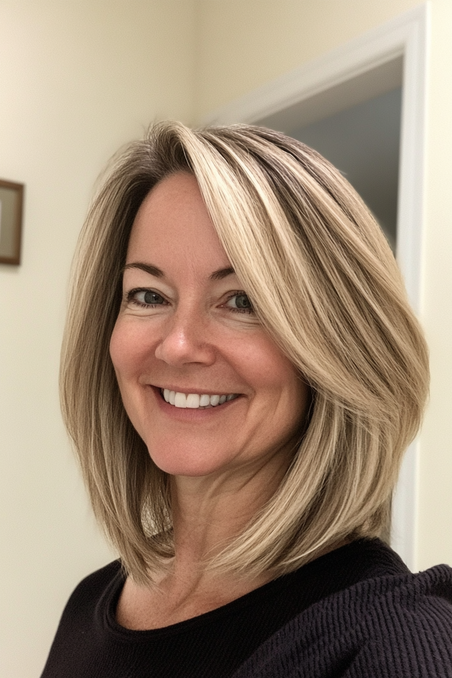 27. Dark Blonde Shoulder-Length Cut (Hairstyles For Women Over 50) - Hairstyles For Women Over 50