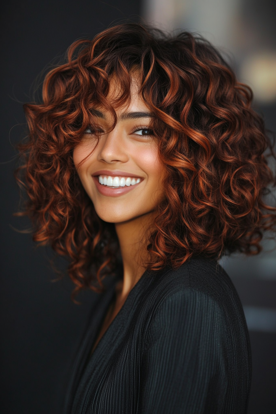 19. Deep Mahogany Curly Bob (Stacked Bob Haircuts) - Stacked Bob Haircuts