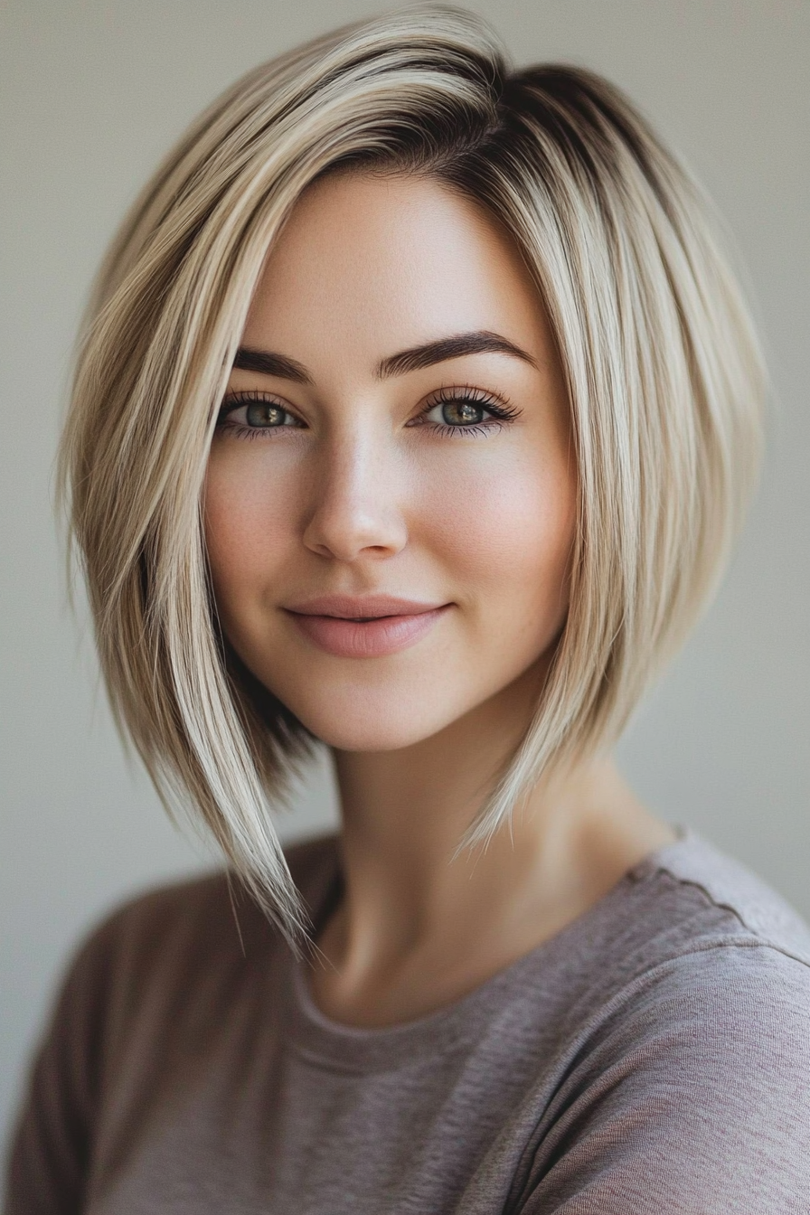2. Ash Blonde Angled Stacked Bob (Stacked Bob Haircuts) - Stacked Bob Haircuts