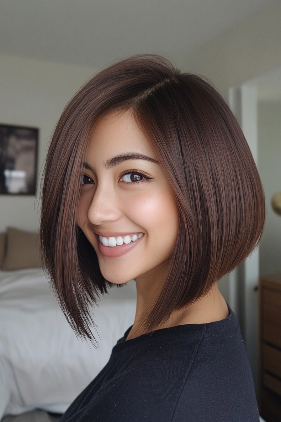 7. Mocha Brown Graduated Bob (Stacked Bob Haircuts) - Stacked Bob Haircuts