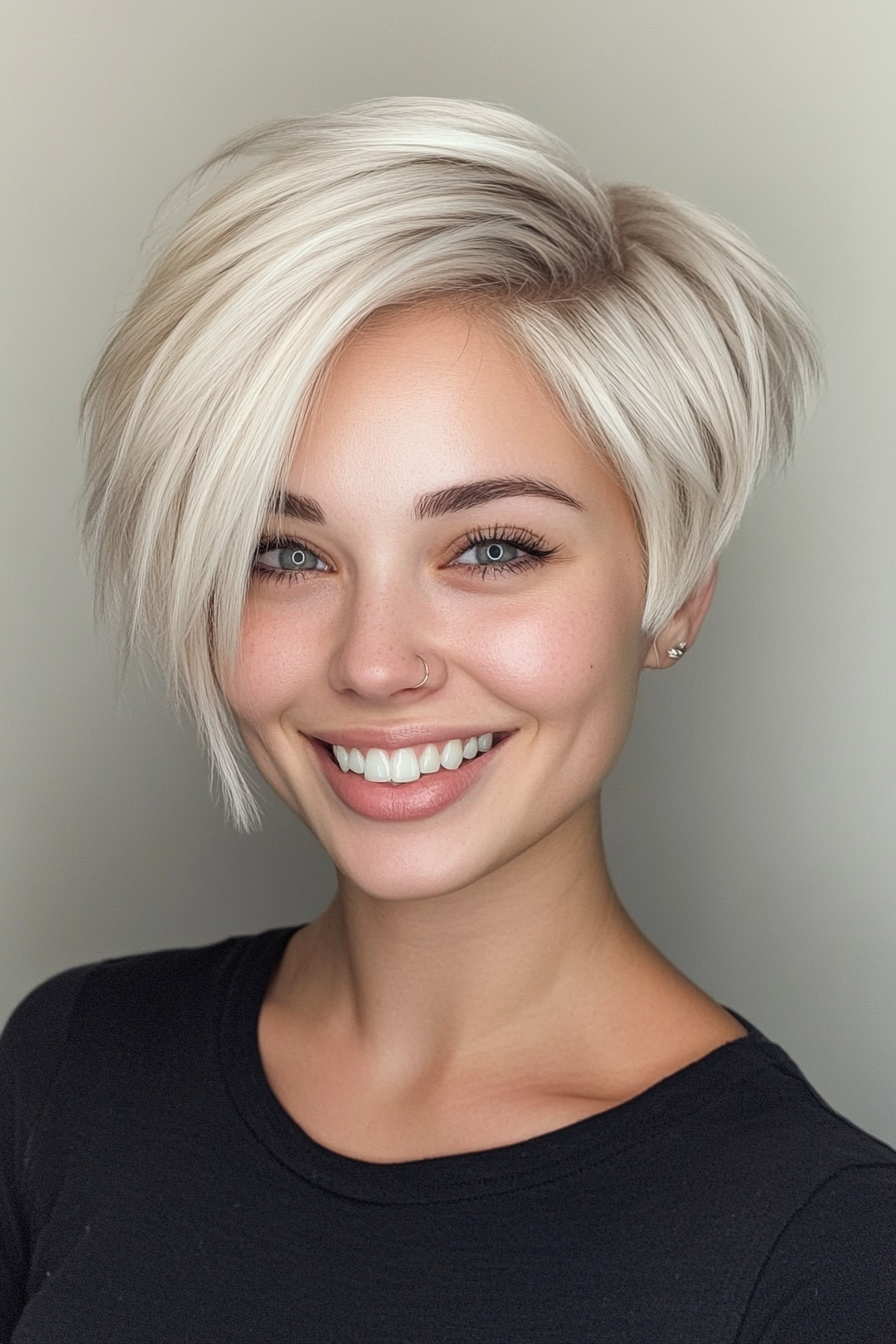 9. Platinum Blonde Stacked Pixie-Bob (Stacked Bob Haircuts) - Stacked Bob Haircuts