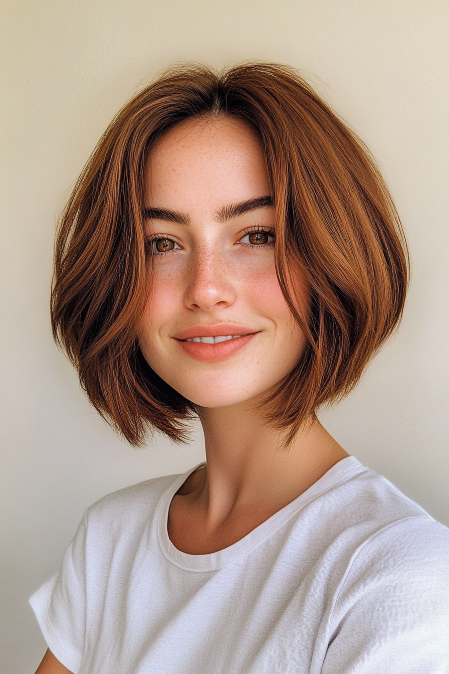 11. Chestnut Brown Rounded Bob (Stacked Bob Haircuts) - Stacked Bob Haircuts