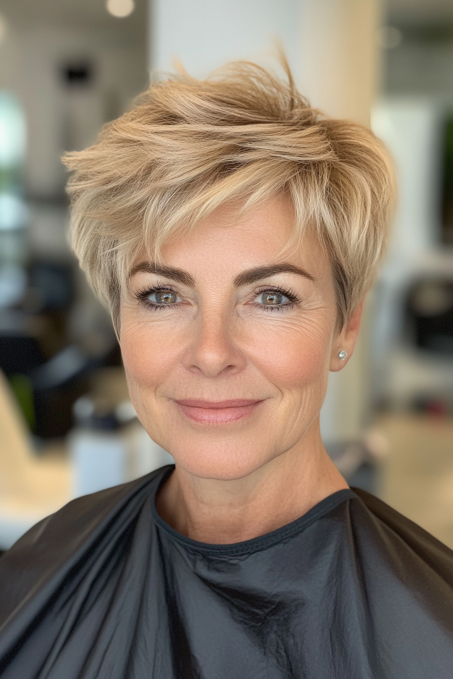 3. Feathered Pixie Cut with Sandy Blonde (Best Hairstyles For Women Over 50) - Best Hairstyles For Women Over 50