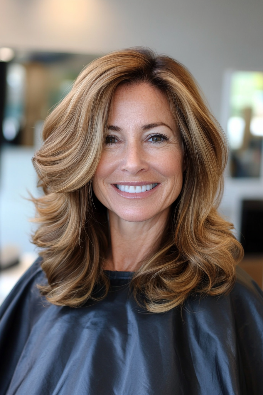 15. Mid-Length Cut with Golden Brown (Best Hairstyles For Women Over 50) - Best Hairstyles For Women Over 50