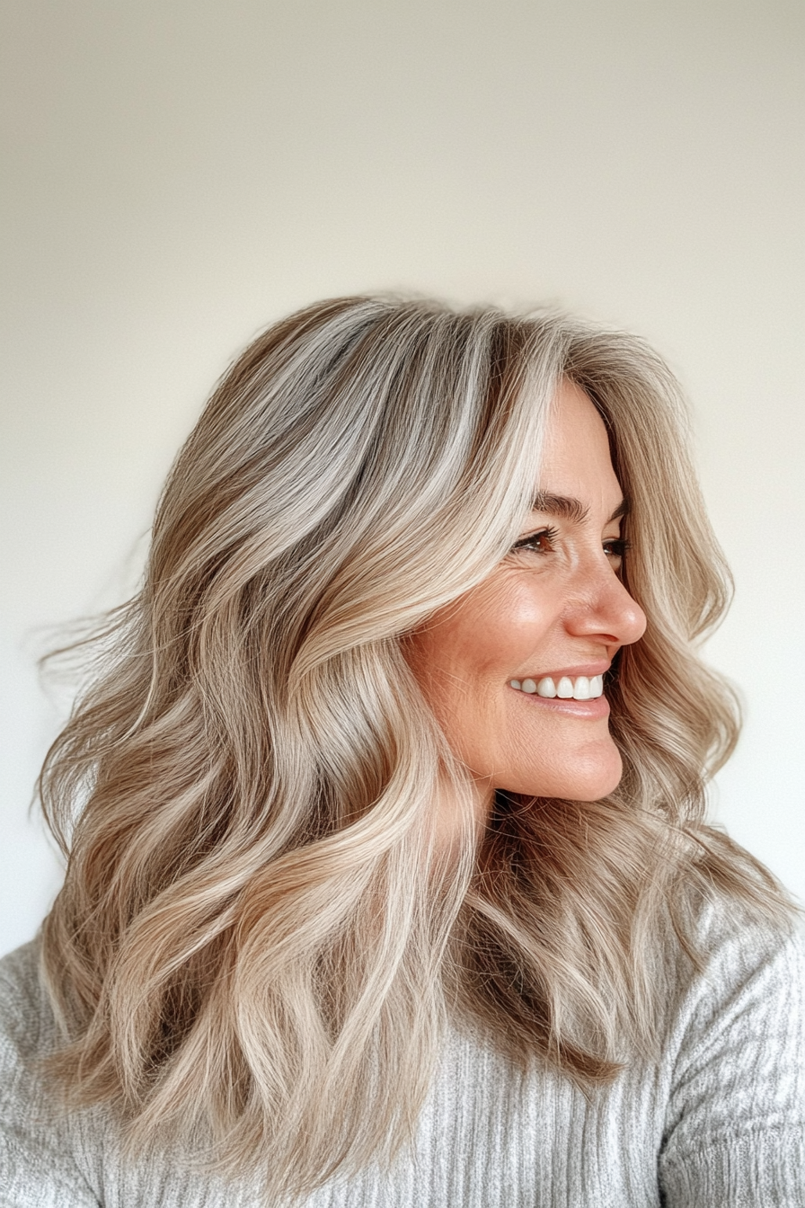 19. Tousled Waves with Warm Blonde (Best Hairstyles For Women Over 50) - Best Hairstyles For Women Over 50