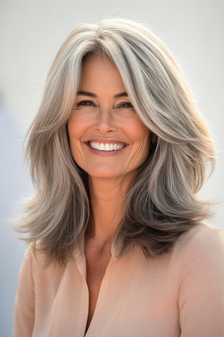 22. Layered Shag with Ash Brown (Best Hairstyles For Women Over 50) - Best Hairstyles For Women Over 50