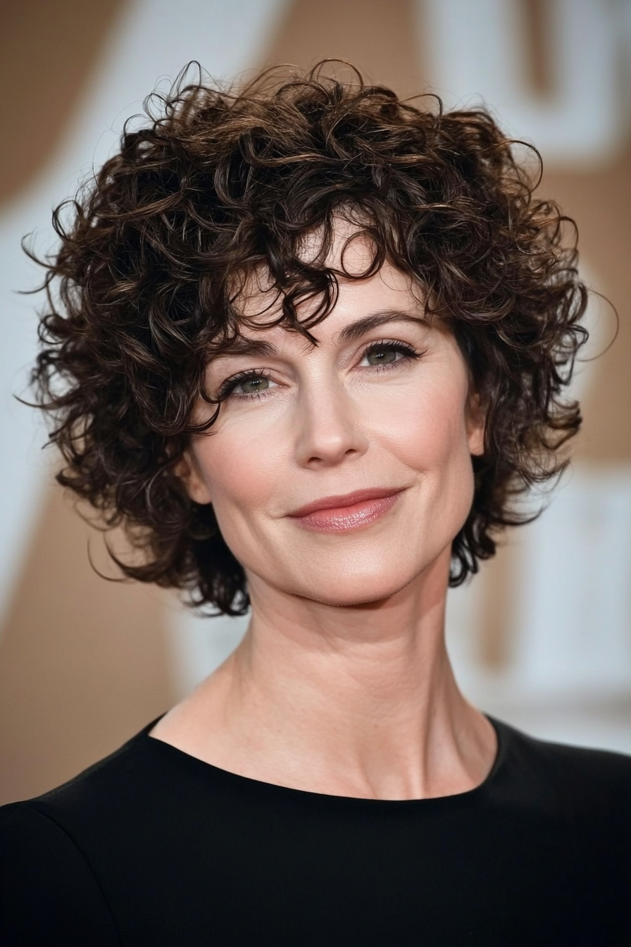 16. Light Brown Curly Undercut (Short Curly Hairstyles For Older Women) - Short Curly Hairstyles For Older Women
