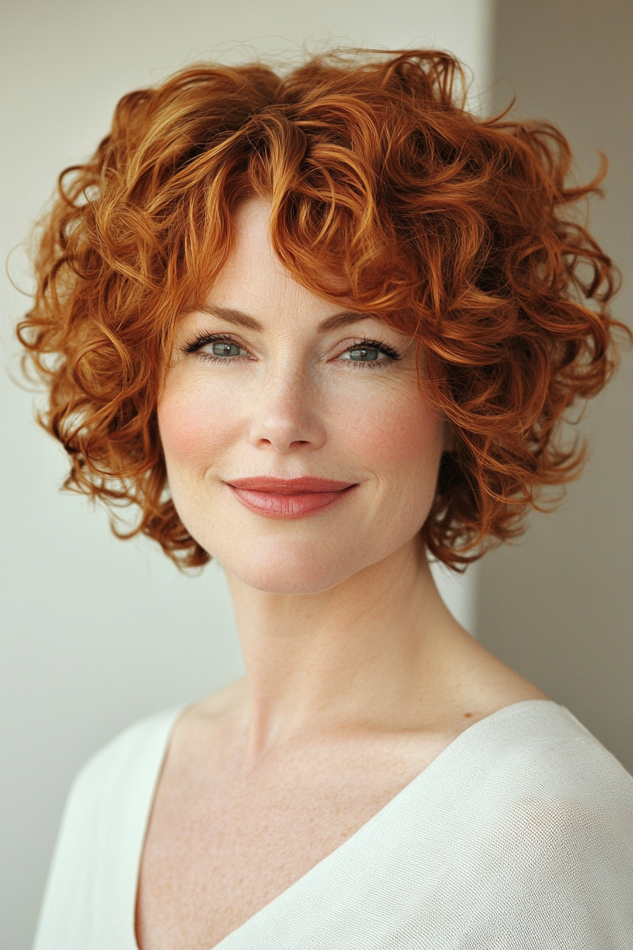 17. Short Red Ringlets (Short Curly Hairstyles For Older Women) - Short Curly Hairstyles For Older Women