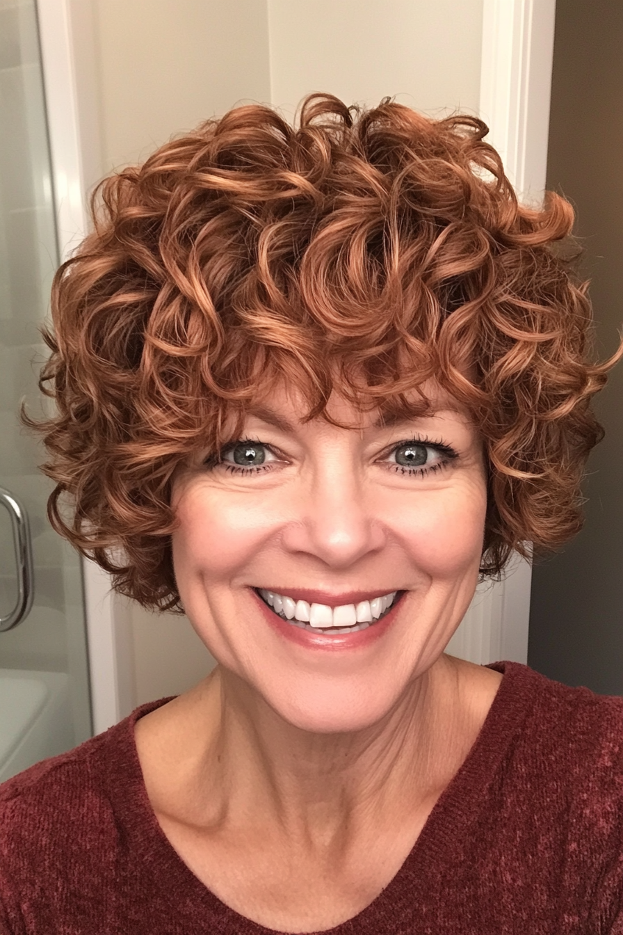 19. Chestnut Wavy Crop (Short Curly Hairstyles For Older Women) - Short Curly Hairstyles For Older Women