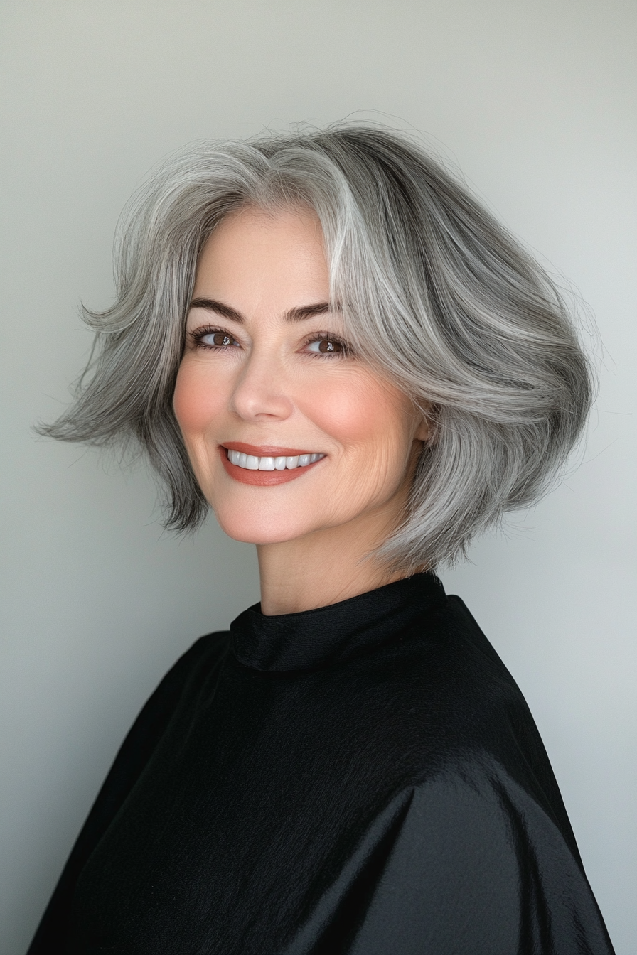 16. Short Layered Bob with Soft Gray (Best Hairstyles For Women Over 60) - Best Hairstyles For Women Over 60
