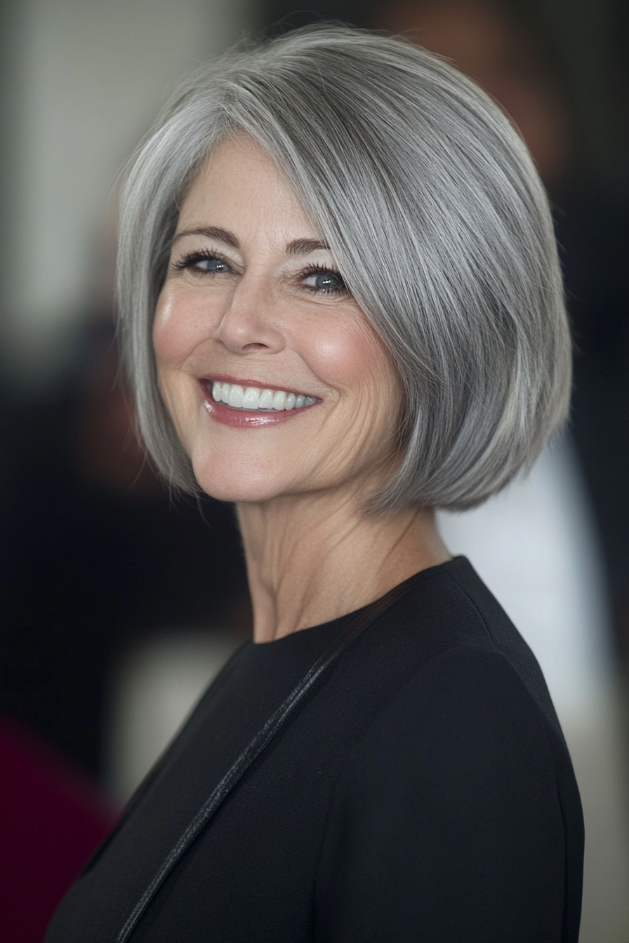 21. Classic Short Bob with Natural Gray (Best Hairstyles For Women Over 60) - Best Hairstyles For Women Over 60