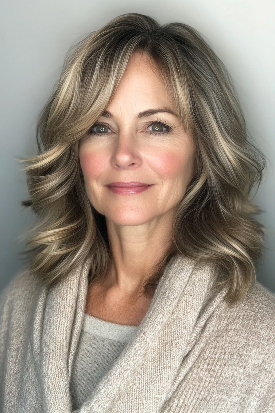 22. Layered Cut with Warm Blonde Highlights (Best Hairstyles For Women Over 60) - Best Hairstyles For Women Over 60