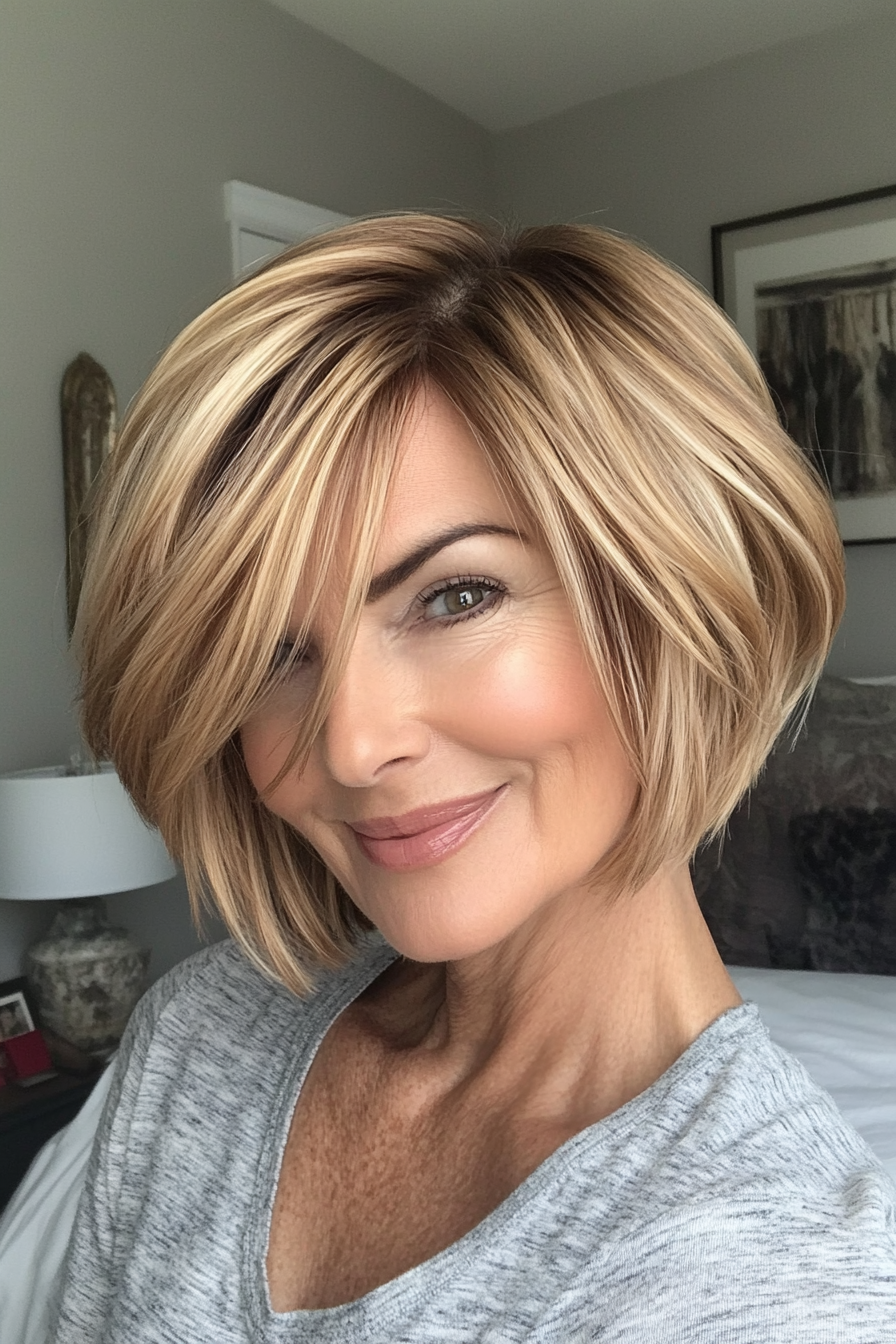 5. Wispy Bob in Golden Blonde (Short Bob Haircuts For Older Women) - Short Bob Haircuts For Older Women