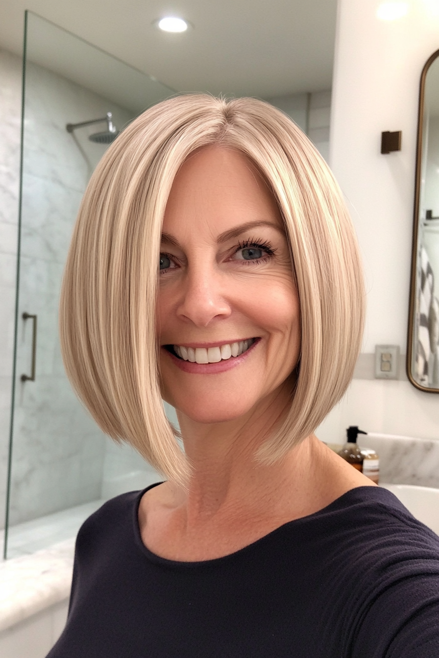 11. Blunt Cut Bob in Honey Blonde (Short Bob Haircuts For Older Women) - Short Bob Haircuts For Older Women