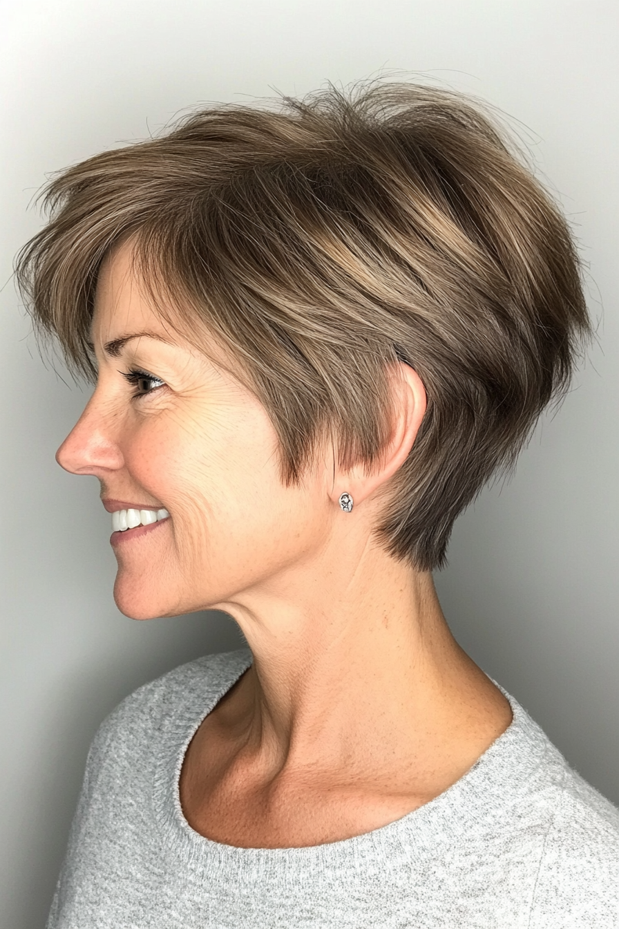 12. Pixie Bob in Soft Ash Brown (Short Bob Haircuts For Older Women) - Short Bob Haircuts For Older Women