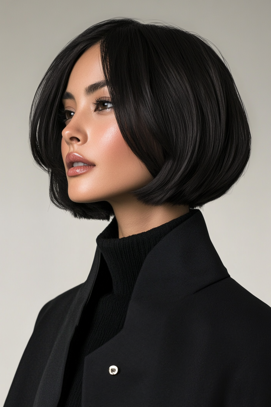 18. Sleek Straight Bob in Natural Black (Short Bob Haircuts For Older Women) - Short Bob Haircuts For Older Women