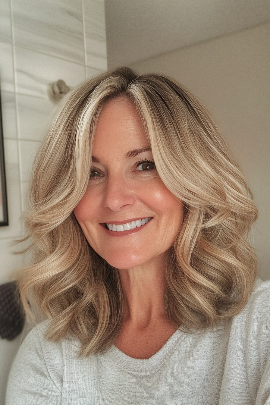 5. Wavy Shoulder-Length Cut in Honey Blonde (Shoulder Length Haircuts For Women Over 50) - Shoulder Length Haircuts For Women Over 50