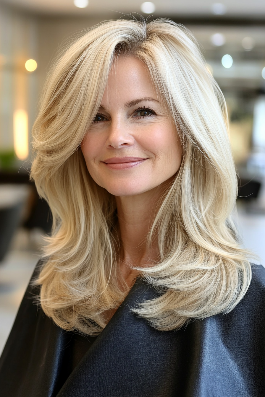 11. Voluminous Shoulder Cut in Icy Blonde (Shoulder Length Haircuts For Women Over 50) - Shoulder Length Haircuts For Women Over 50