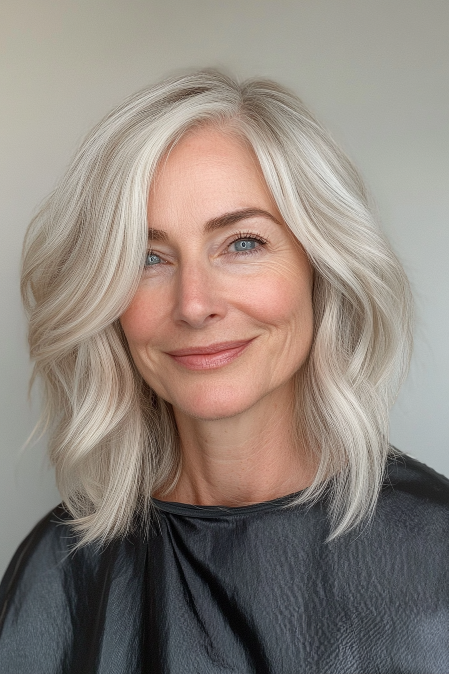 25. Airy Shoulder Cut in Light Ash Blonde (Shoulder Length Haircuts For Women Over 50) - Shoulder Length Haircuts For Women Over 50