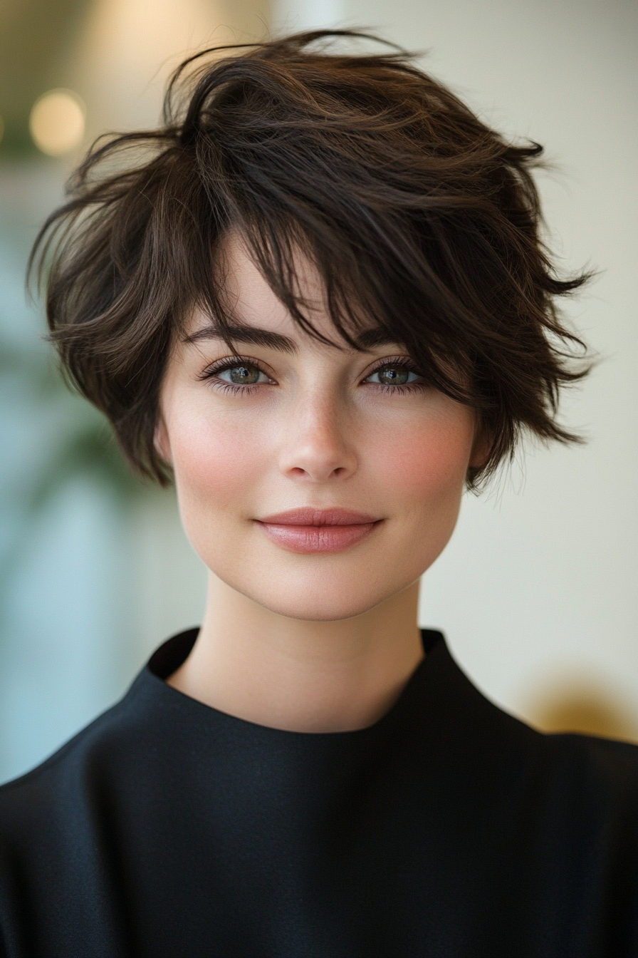 1. Feathered Pixie in Dark Brown (Short Hairstyles With Layers) - Short Hairstyles With Layers