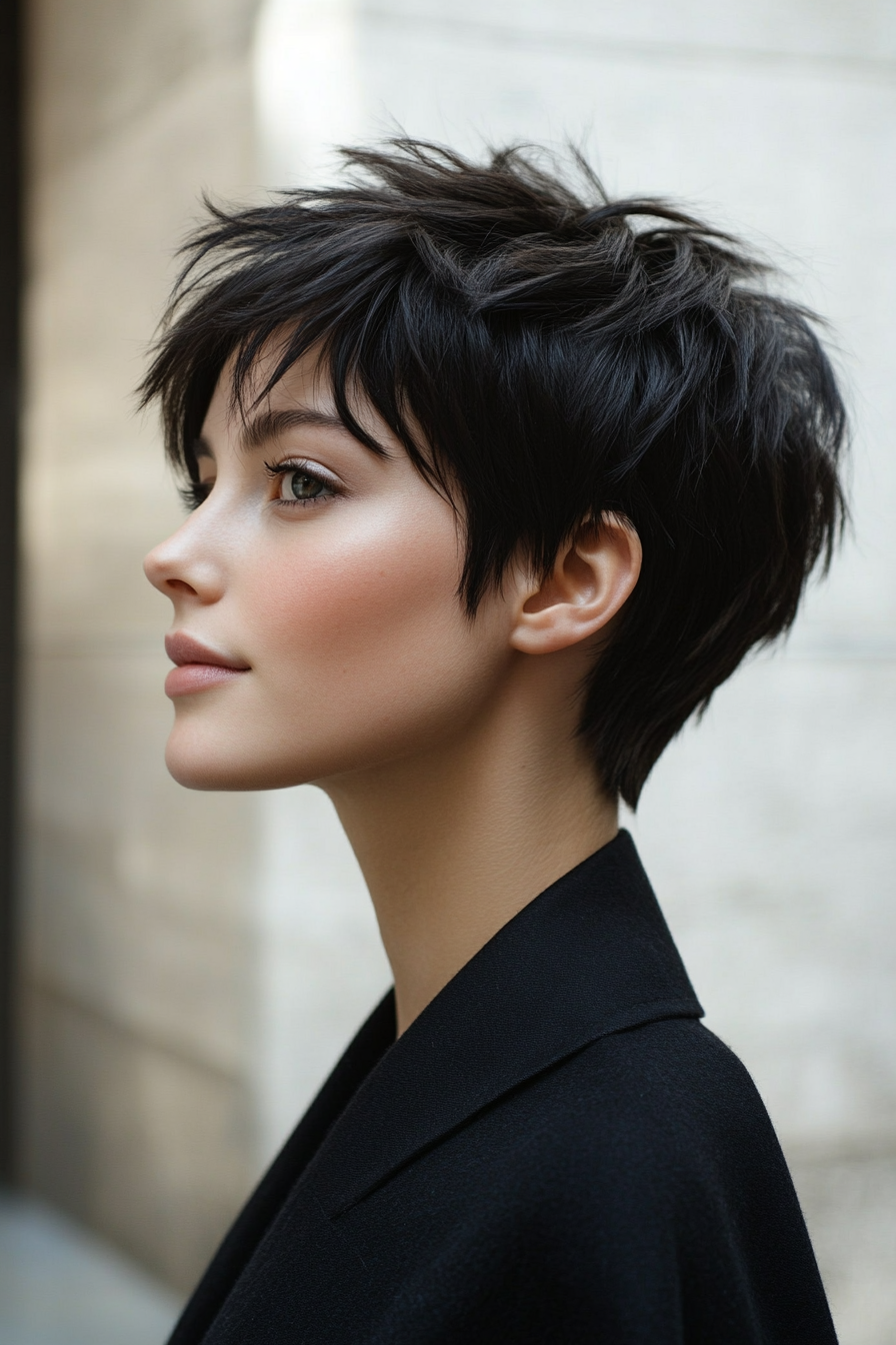 3. Tapered Pixie in Jet Black (Short Hairstyles With Layers) - Short Hairstyles With Layers