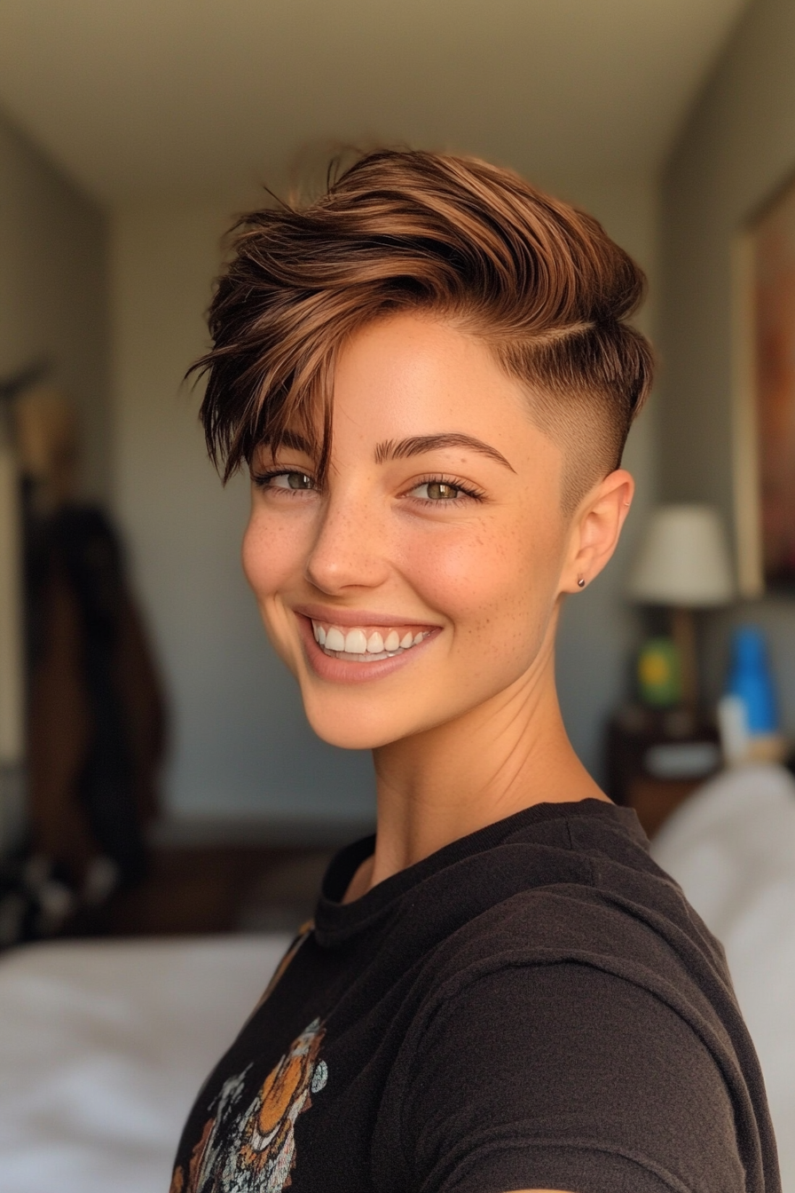 6. Layered Undercut Pixie in Deep Brown (Short Hairstyles With Layers) - Short Hairstyles With Layers