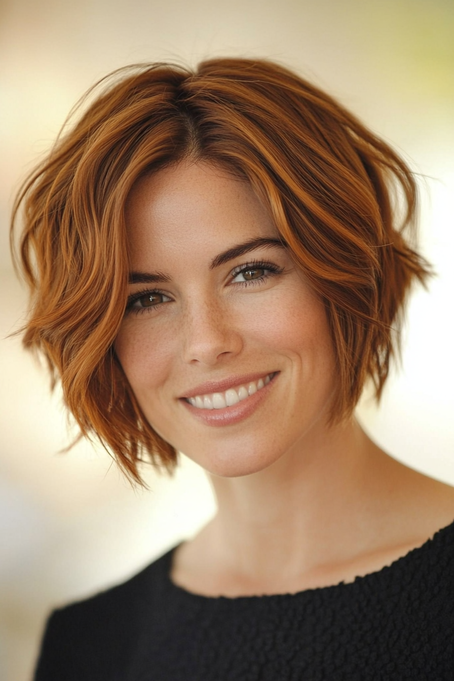 16. Wavy Pixie Bob in Warm Chestnut (Short Hairstyles With Layers) - Short Hairstyles With Layers