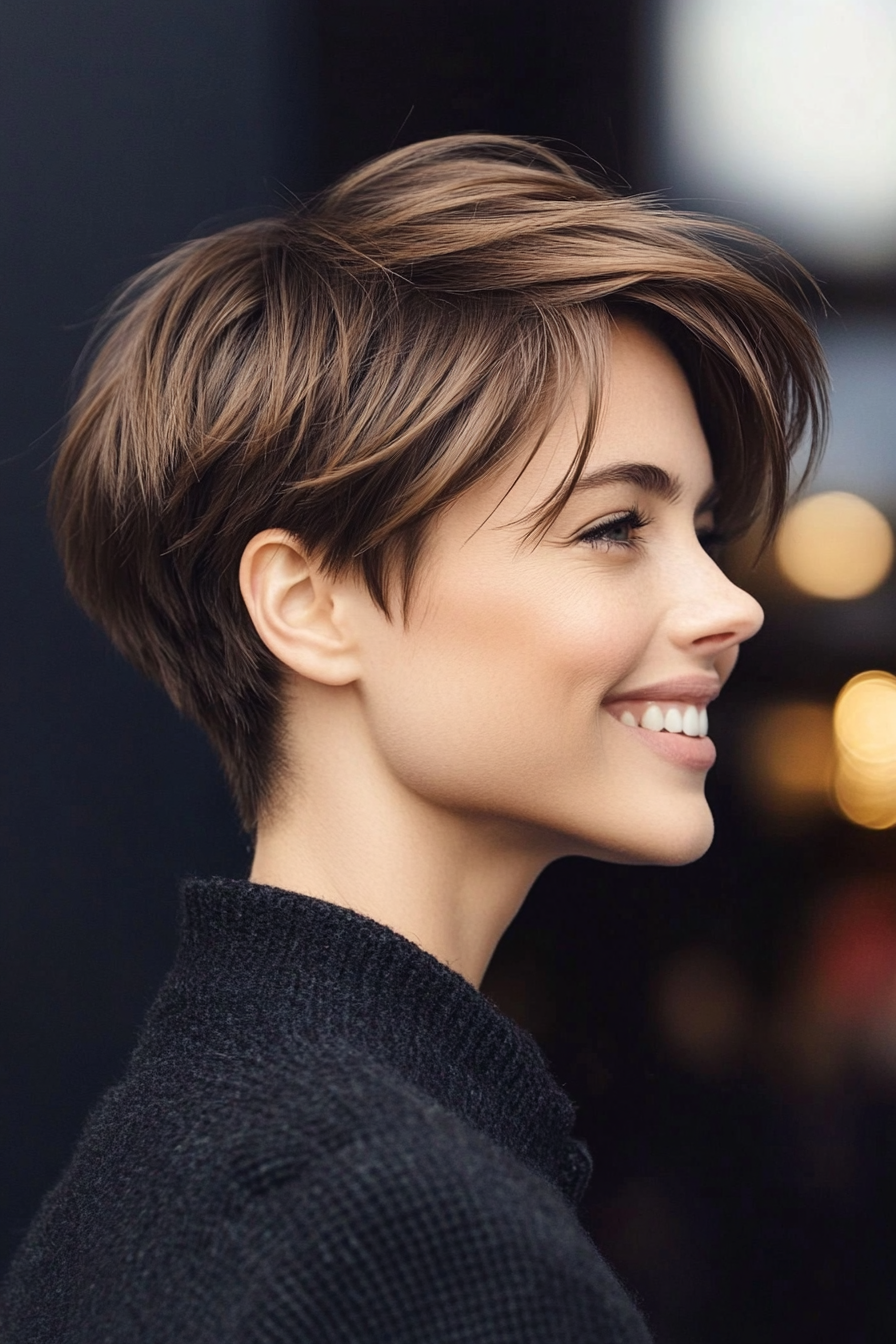 17. Disconnected Pixie in Ash Brown (Short Hairstyles With Layers) - Short Hairstyles With Layers