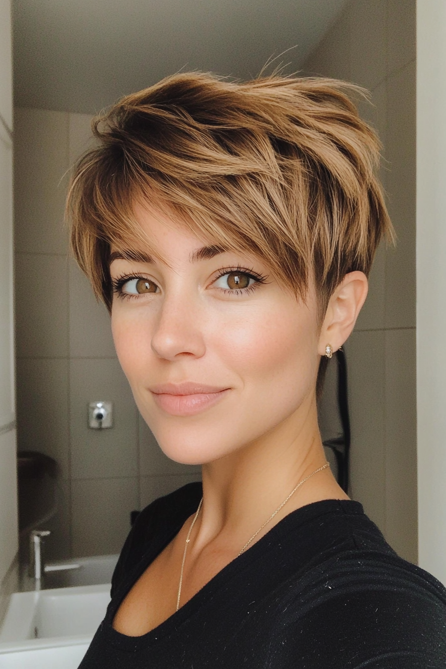 20. Soft Layered Crop in Dark Golden Blonde (Short Hairstyles With Layers) - Short Hairstyles With Layers