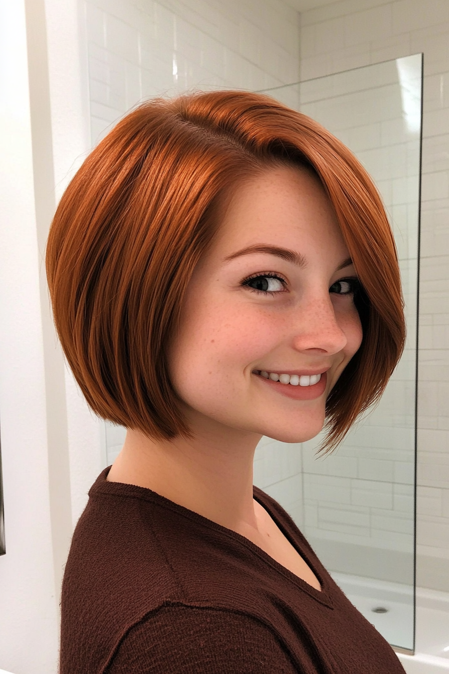 22. Tapered Bob in Medium Copper Brown (Short Hairstyles With Layers) - Short Hairstyles With Layers