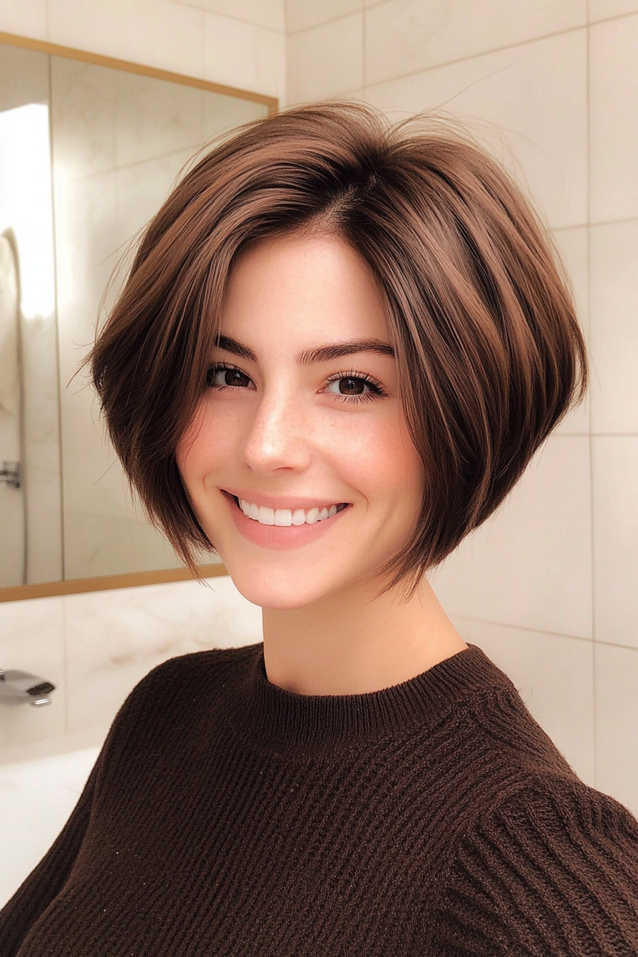 26. Blended Pixie Bob in Warm Chocolate Brown (Short Hairstyles With Layers) - Short Hairstyles With Layers