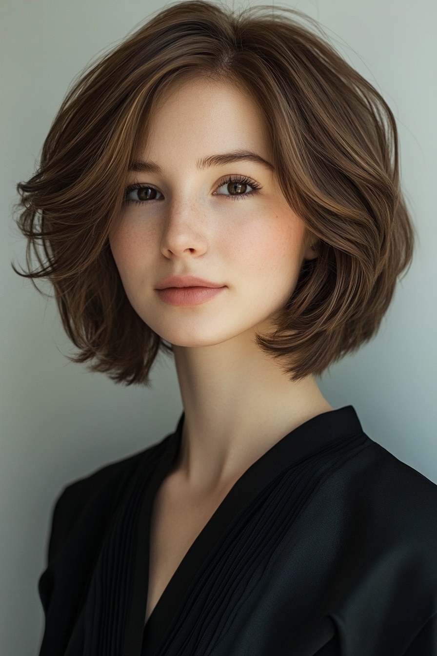 27. Subtle Layered Crop in Classic Medium Brown (Short Hairstyles With Layers) - Short Hairstyles With Layers