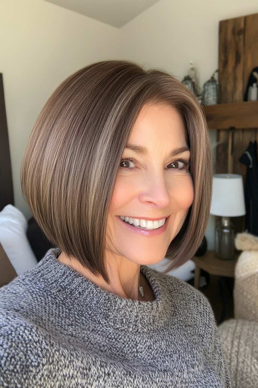 7. Tapered Bob in Ash Brown (Bob Hairstyles For Women Over 60) - Bob Hairstyles For Women Over 60