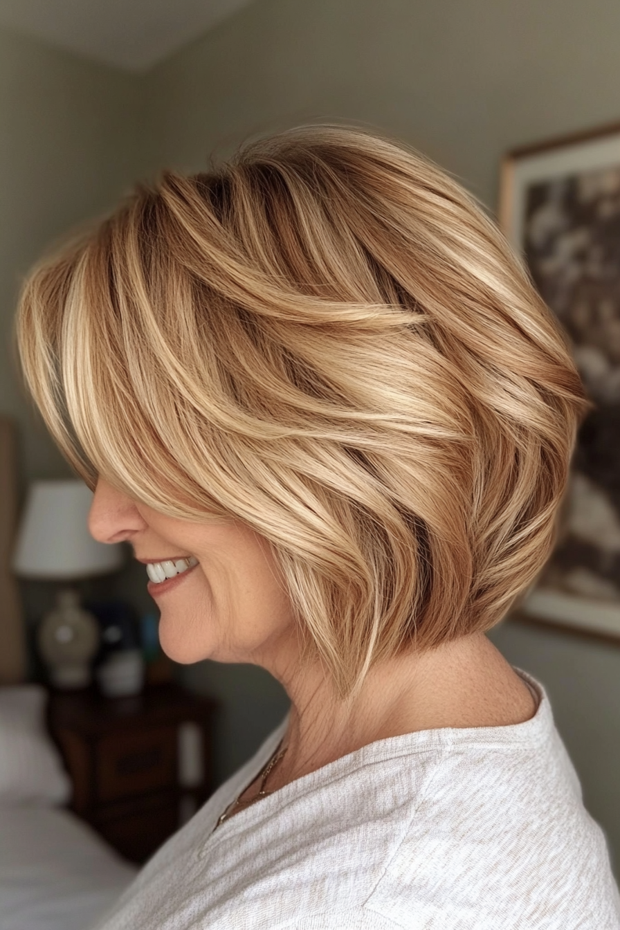12. Voluminous Bob in Golden Blonde (Bob Hairstyles For Women Over 60) - Bob Hairstyles For Women Over 60