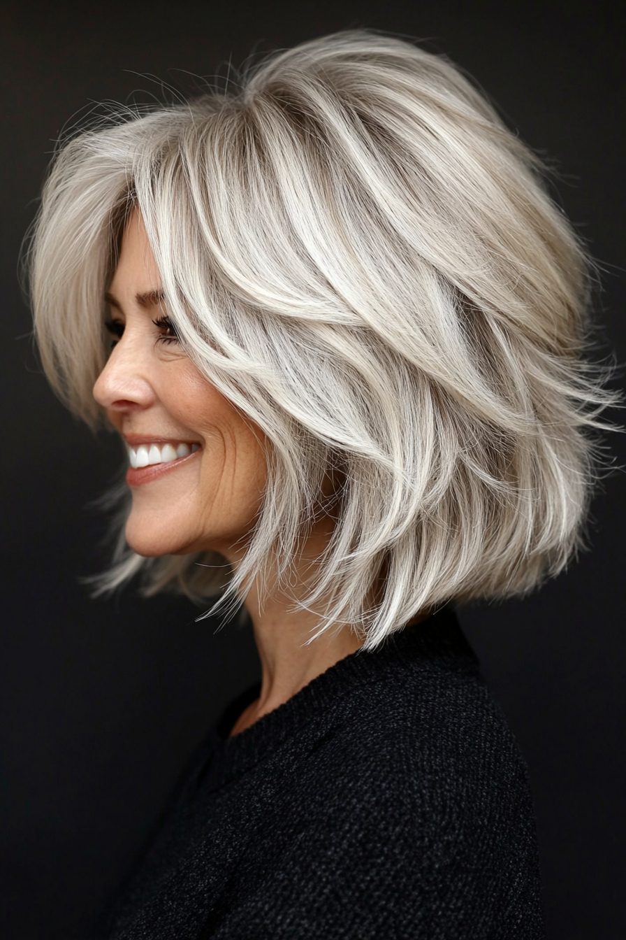 15. Shaggy Bob in Medium Ash Blonde (Bob Hairstyles For Women Over 60) - Bob Hairstyles For Women Over 60