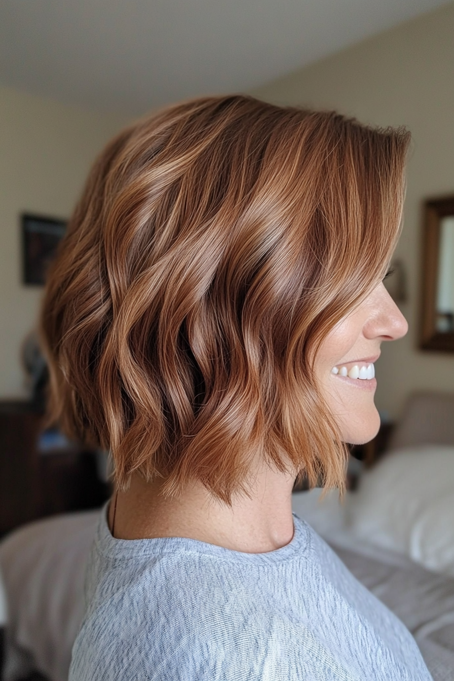 23. Soft Wave Bob in Warm Cocoa Brown (Bob Hairstyles For Women Over 60) - Bob Hairstyles For Women Over 60
