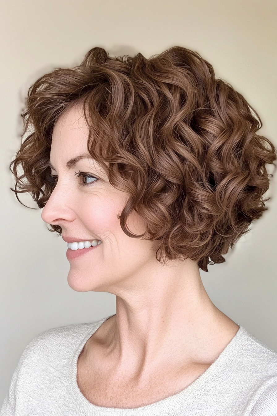 6. Classic Curly Pixie in Ash Brown (Curly Hairstyles For Women Over 40) - Curly Hairstyles For Women Over 40