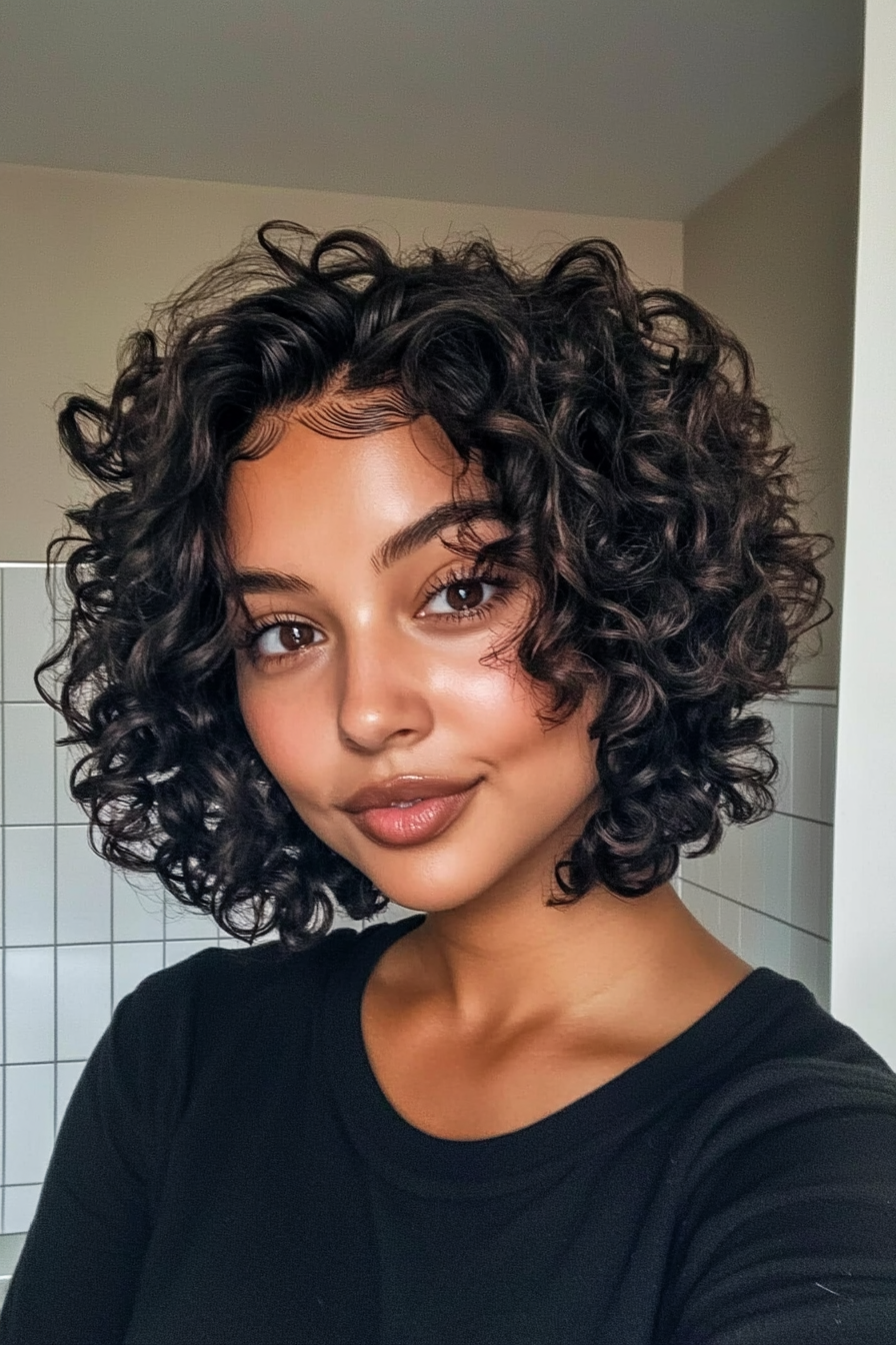 7. Tapered Curly Crop in Dark Auburn (Curly Hairstyles For Women Over 40) - Curly Hairstyles For Women Over 40