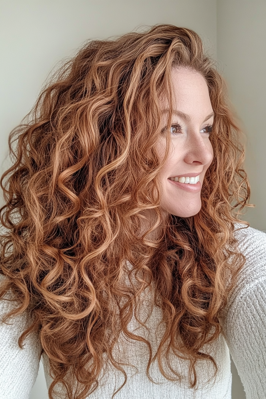 21. Layered Corkscrew Curls in Warm Espresso (Curly Hairstyles For Women Over 40) - Curly Hairstyles For Women Over 40