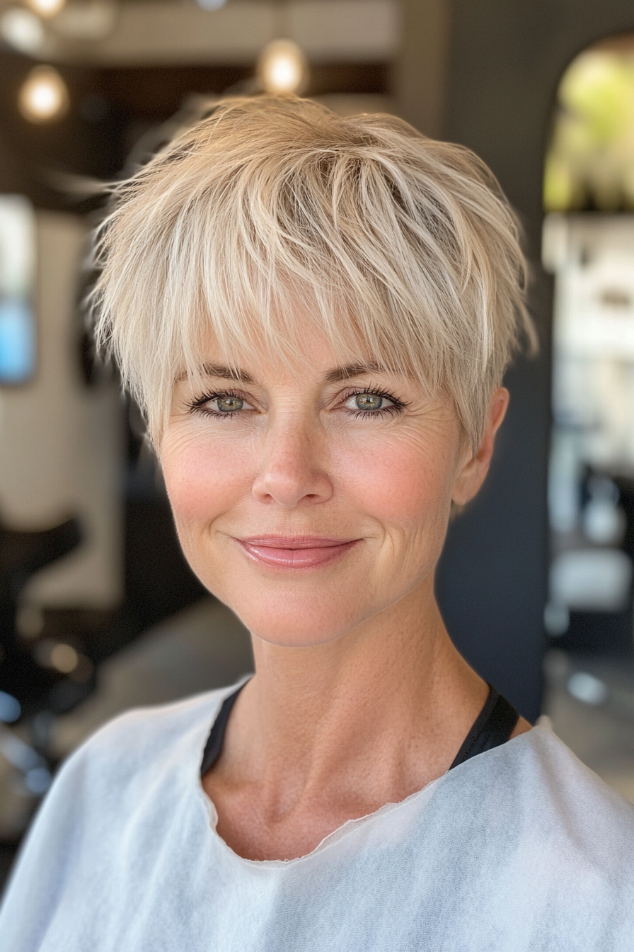 3. Classic Pixie with Wispy Layers in Soft Ash Blonde (Layered Hairstyles For Older Women) - Layered Hairstyles For Older Women