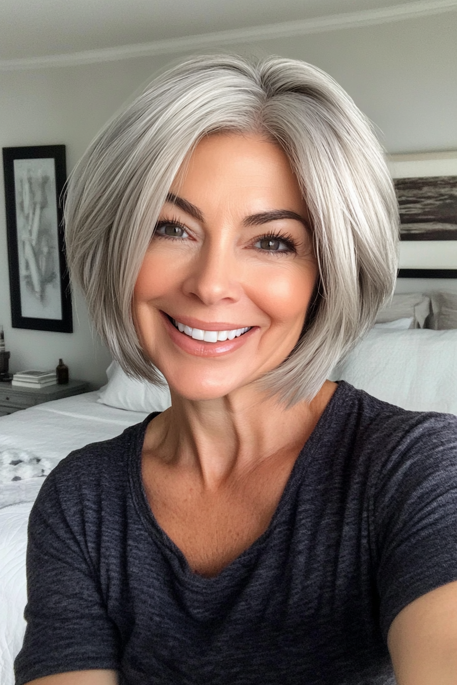 26. Tapered Pixie Bob in Pearl Gray (Layered Hairstyles For Older Women) - Layered Hairstyles For Older Women