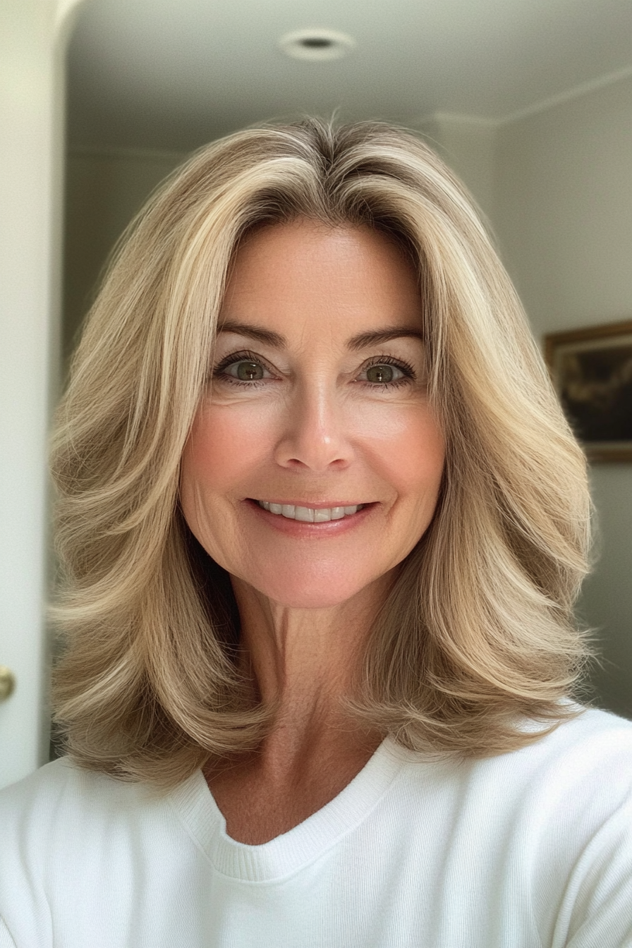 4. Classic Honey Blonde Shoulder-Length Cut (Hairstyles For Women Over 70) - Hairstyles For Women Over 70
