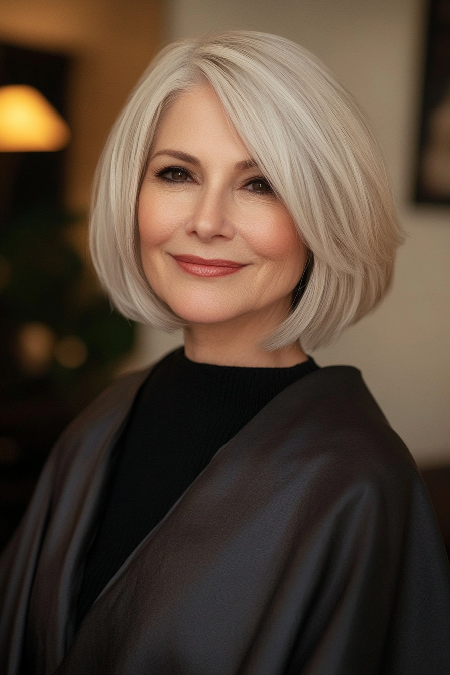 12. Soft Beige Blonde Classic Bob (Hairstyles For Women Over 70) - Hairstyles For Women Over 70