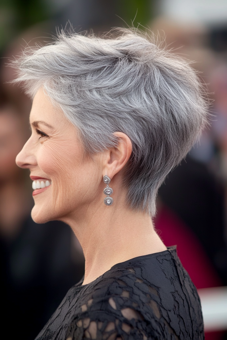 15. Cool Gray Short Tapered Cut (Hairstyles For Women Over 70) - Hairstyles For Women Over 70