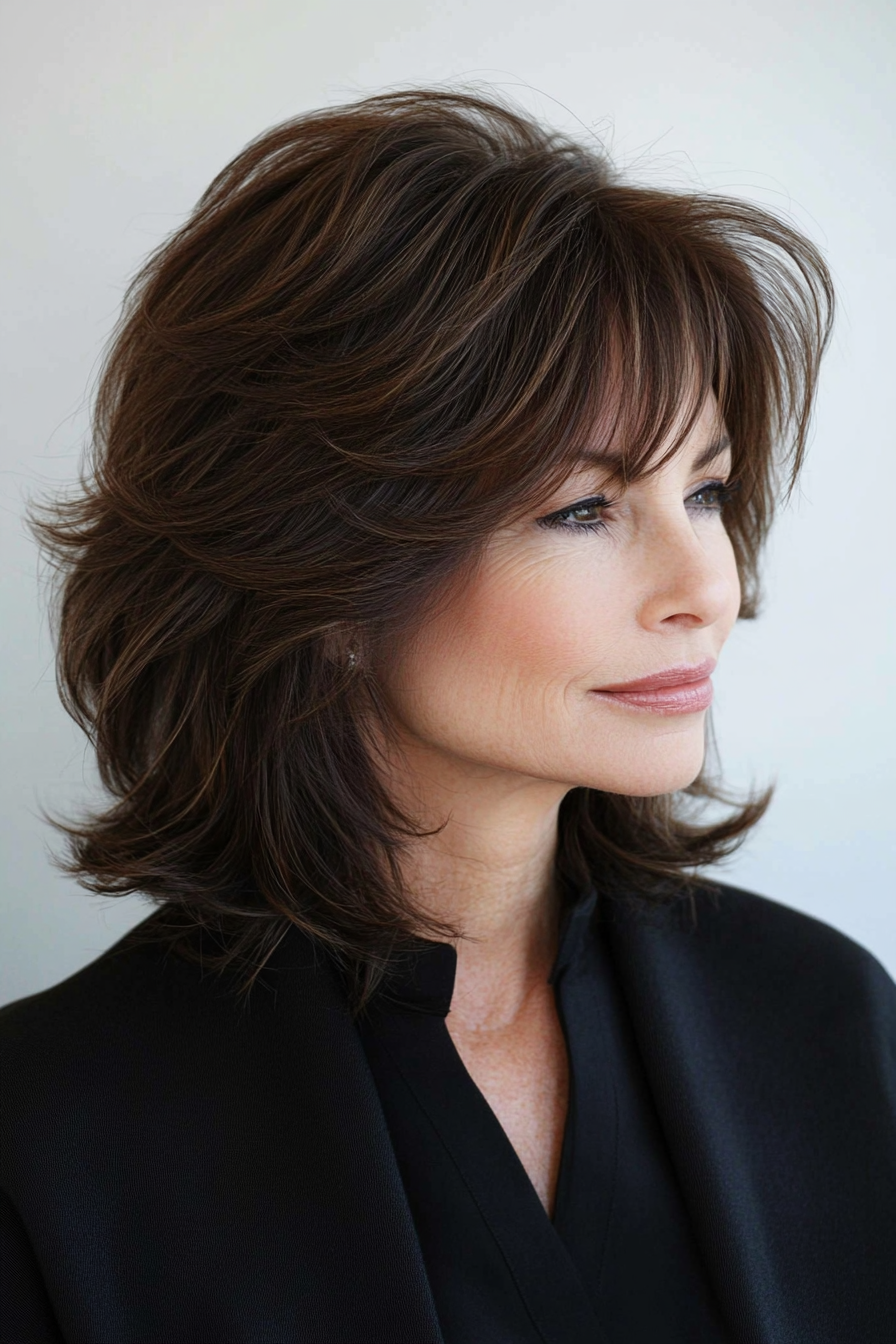 2. Classic Chocolate Brown Shag (Shag Hairstyles For Women Over 50) - Shag Hairstyles For Women Over 50
