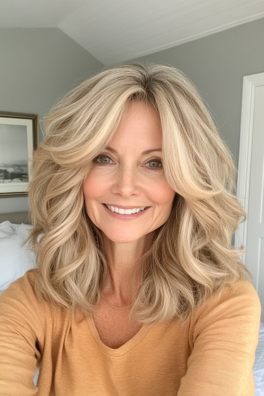 10. Honey Blonde Tousled Shag (Shag Hairstyles For Women Over 50) - Shag Hairstyles For Women Over 50