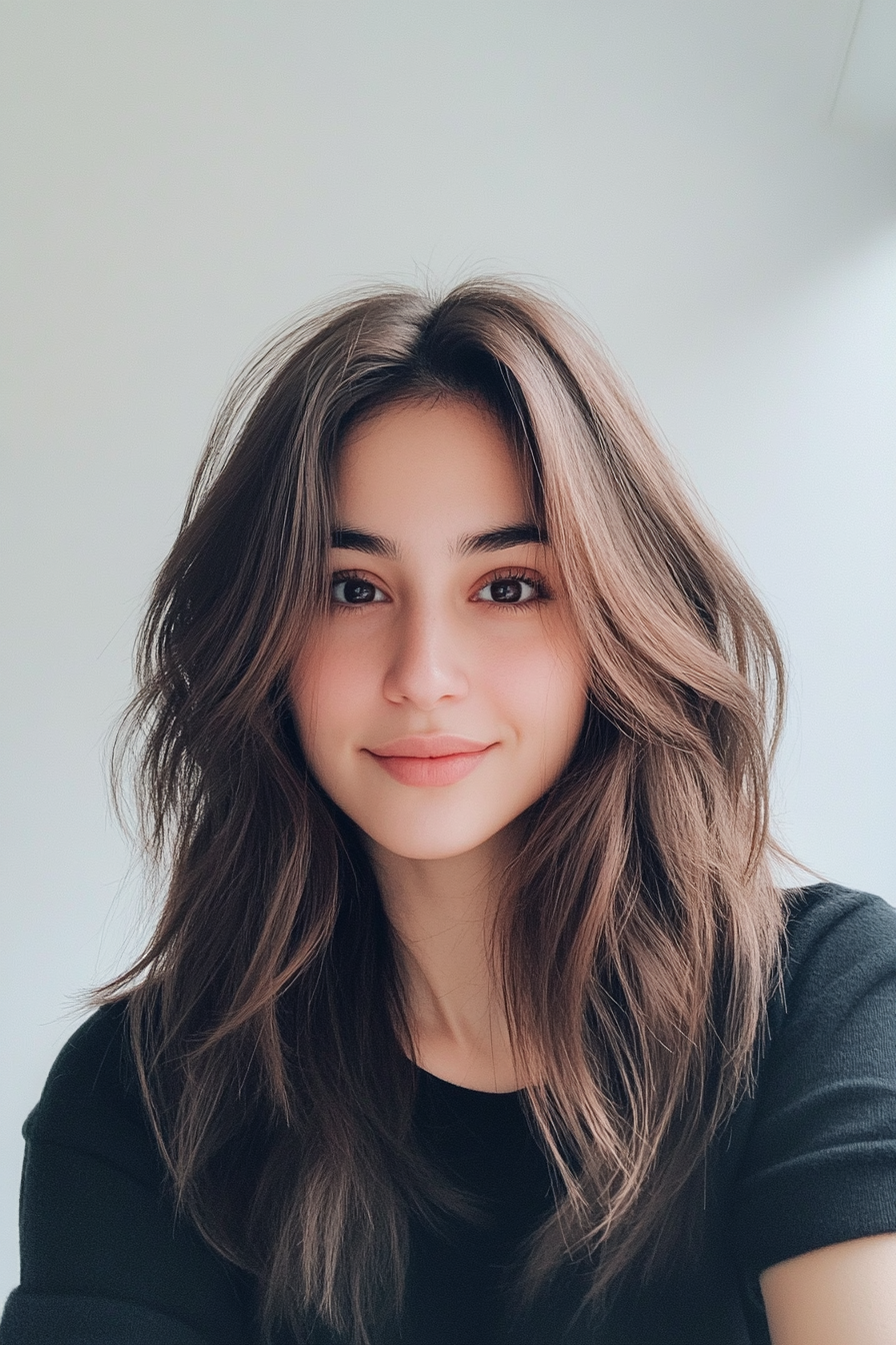 1. Soft Feathered Layers with Warm Brown (Medium Layered Haircuts) - Medium Layered Haircuts